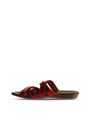 Bueno Shoes Kırmızı Parlak Deri Kadın Düz Terlik 01wu7424