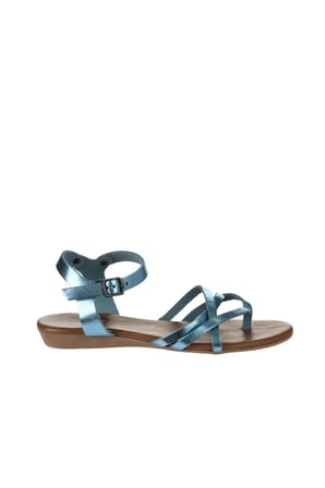 Bueno Shoes Mavi Parlak Deri Kadın Parmak Arası Sandalet 01wu7427