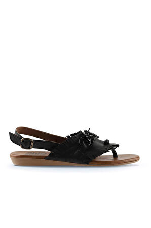 Bueno Shoes Siyah Khv-bej Deri Kadın Sandalet 01wu7440
