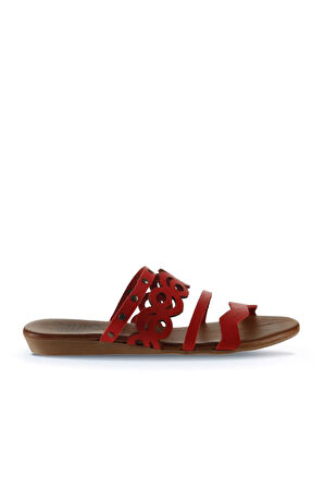 Bueno Shoes Kırmızı Deri Kadın Düz Terlik 01wu7445