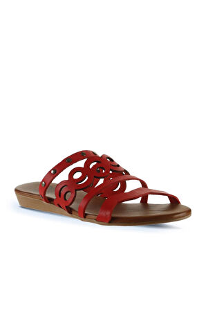 Bueno Shoes Kırmızı Deri Kadın Düz Terlik 01wu7445