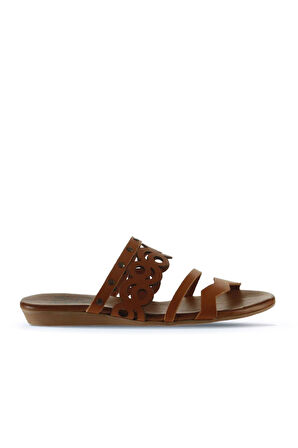 Bueno Shoes Taba Deri Kadın Düz Terlik 01wu7445