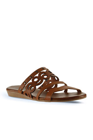 Bueno Shoes Taba Deri Kadın Düz Terlik 01wu7445