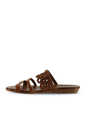Bueno Shoes Taba Deri Kadın Düz Terlik 01wu7445