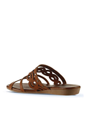 Bueno Shoes Taba Deri Kadın Düz Terlik 01wu7445