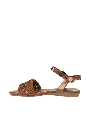 Bueno Shoes Taba Parlak Deri Kadın Düz Sandalet 01wu7449