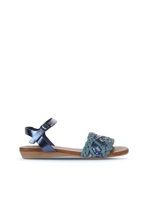 Bueno Shoes Mavi Parlak Deri Kadın Düz Sandalet 01wu7449