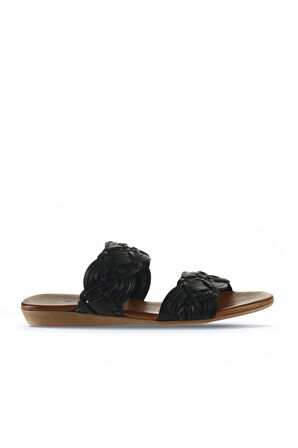 Bueno Shoes Siyah Deri Kadın Düz Terlik 01wu7452