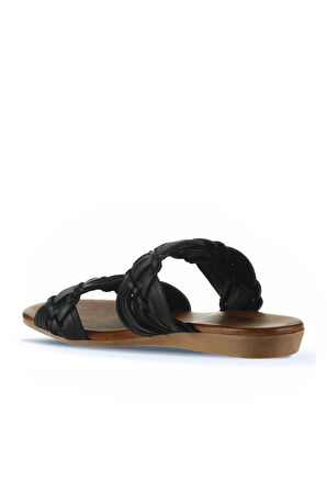 Bueno Shoes Siyah Deri Kadın Düz Terlik 01wu7452