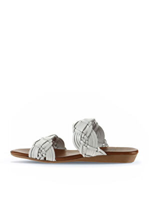 Bueno Shoes Beyaz Deri Kadın Düz Terlik 01wu7452