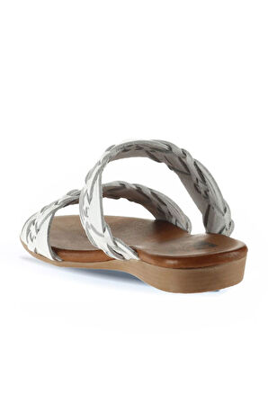 Bueno Shoes Beyaz Deri Kadın Düz Terlik 01wu7452