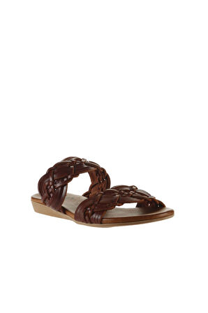 Bueno Shoes Kahverengi Deri Kadın Düz Terlik 01wu7452