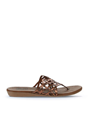Bueno Shoes Taba Parlak Deri Kadın Parmak Arası Terlik 01wu7460