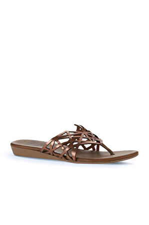 Bueno Shoes Taba Parlak Deri Kadın Parmak Arası Terlik 01wu7460
