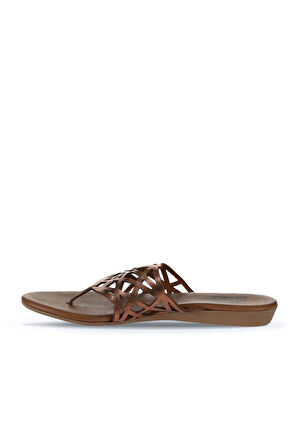 Bueno Shoes Taba Parlak Deri Kadın Parmak Arası Terlik 01wu7460