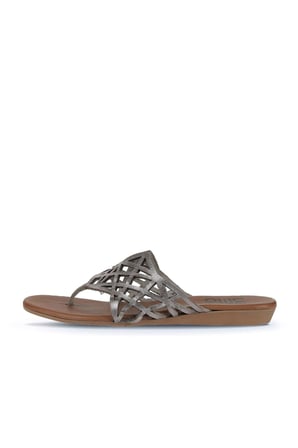 Bueno Shoes Gümüş Parlak Deri Kadın Parmak Arası Terlik 01wu7460