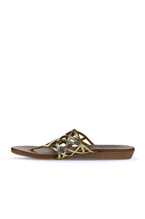 Bueno Shoes Sarı Parlak Deri Kadın Parmak Arası Terlik 01wu7460