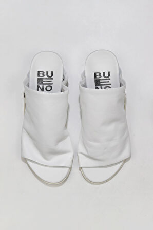 Bueno Shoes Beyaz Deri Kadın Düz Terlik 01wu7602