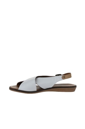 Bueno Shoes Beyaz Bej Deri Kadın Düz Sandalet 01wu8213