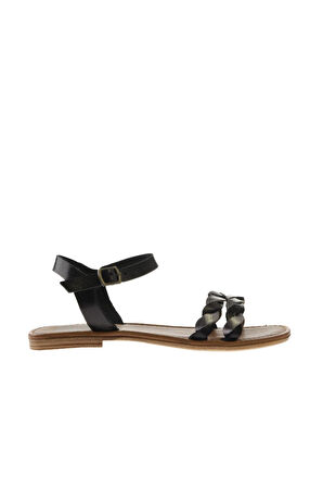 Bueno Shoes Siyah Gri Parlak Deri Kadın Sandalet 01wu3415