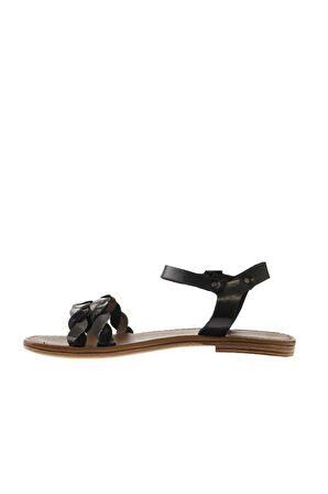 Bueno Shoes Siyah Gri Parlak Deri Kadın Sandalet 01wu3415