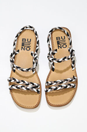 Bueno Shoes Siyah Multi Deri Kadın Sandalet 01wu3417