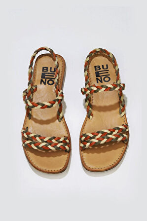 Bueno Shoes Turuncu Multi Deri Kadın Sandalet 01wu3417