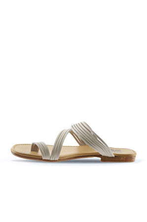 Bueno Shoes Beyaz Deri Kadın Parmak Arası Terlik 01wu3418