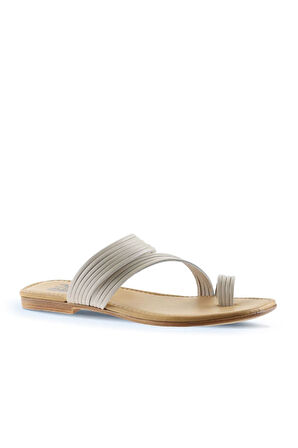 Bueno Shoes Beyaz Deri Kadın Parmak Arası Terlik 01wu3418