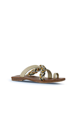 Bueno Shoes Sarı Multi Deri Kadın Parmak Arası Terlik 01wu3419