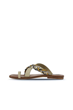 Bueno Shoes Sarı Multi Deri Kadın Parmak Arası Terlik 01wu3419