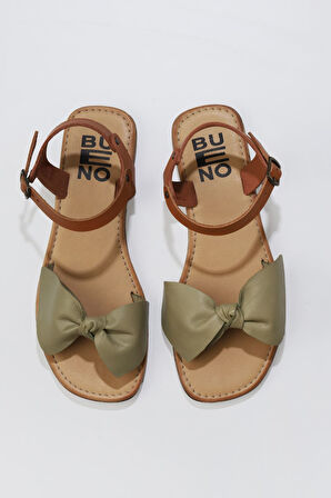 Bueno Shoes Haki Taba Deri Kadın Sandalet 01wu3424