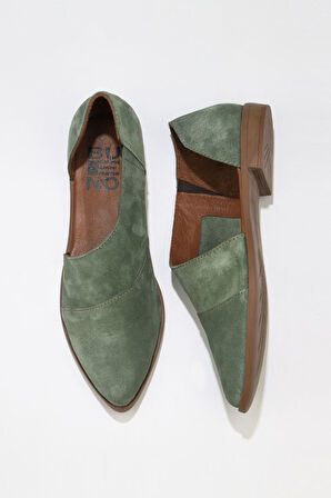 Bueno Shoes Yeşil Açık Süet Kadın Düz Babet 01wn0145
