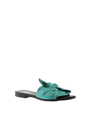 Bueno Shoes Yeşil Deri Kadın Düz Terlik 01wn5040