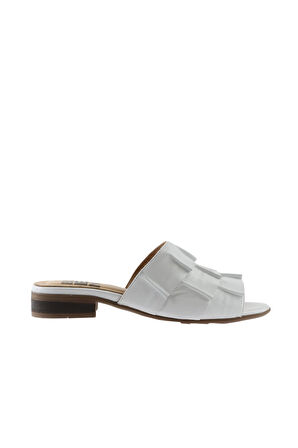 Bueno Shoes Beyaz Deri Kadın Topuklu Terlik 01wn5101