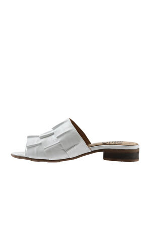 Bueno Shoes Beyaz Deri Kadın Topuklu Terlik 01wn5101