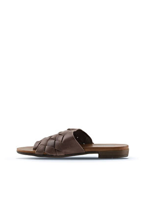 Bueno Shoes Gri Deri Kadın Parmak Arası Terlik 01wq0501