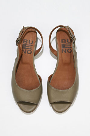 Bueno Shoes Haki Deri Kadın Sandalet 01wq1007