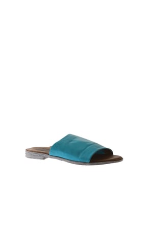 Bueno Shoes Turkuaz Deri Kadın Düz Terlik 01wq2009