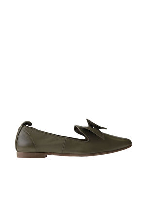Bueno Shoes Haki Deri Kadın Düz Babet 01wr3117