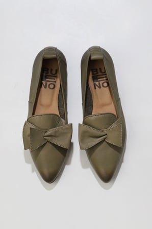 Bueno Shoes Haki Deri Kadın Düz Babet 01wr3117