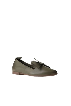 Bueno Shoes Haki Deri Kadın Düz Babet 01wr3117