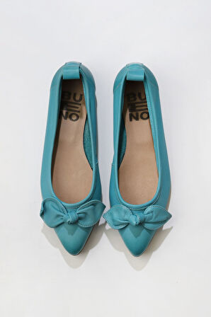 Bueno Shoes Turkuaz Deri Kadın Düz Babet 01wr3118