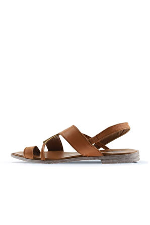 Bueno Shoes Taba Bronz Deri Kadın Parmak Arası Sandalet 01ws2513