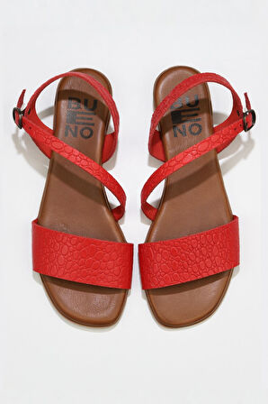 Bueno Shoes Kırmızı Deri Kadın Sandalet 01ws6012
