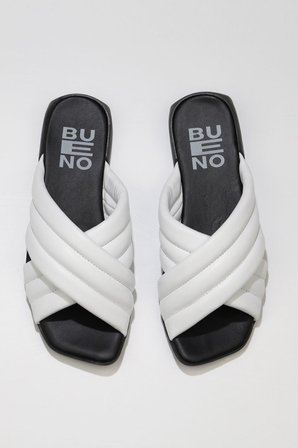 Bueno Shoes Beyaz Deri Kadın Düz Terlik 01wu1803