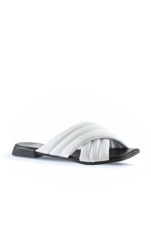 Bueno Shoes Beyaz Deri Kadın Düz Terlik 01wu1803