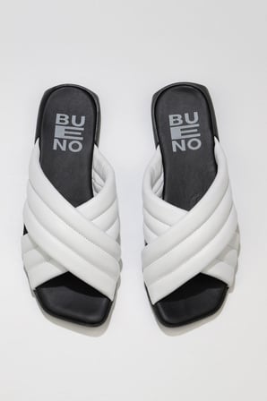 Bueno Shoes Beyaz Deri Kadın Düz Terlik 01wu1803