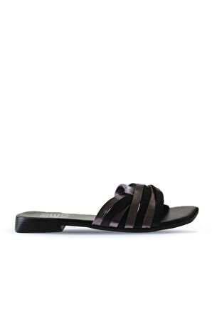 Bueno Shoes Siyah Multi Deri Kadın Düz Terlik 01wu1805