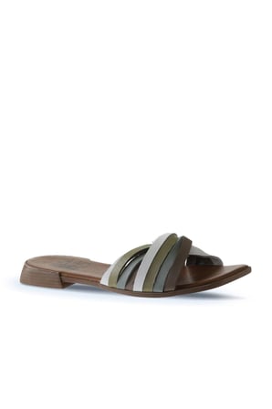 Bueno Shoes Gri Multi Deri Kadın Düz Terlik 01wu1805